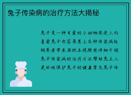 兔子传染病的治疗方法大揭秘